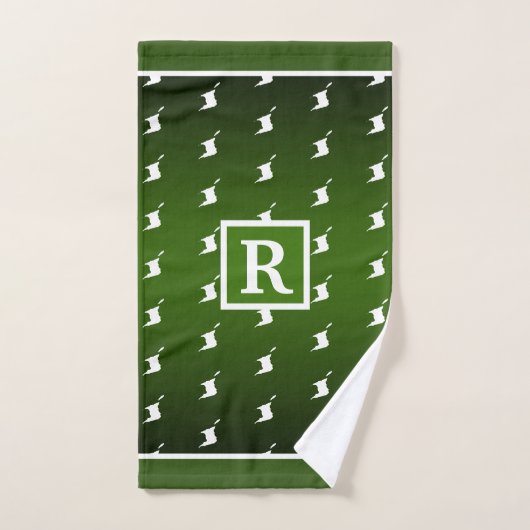 Patriotic Pattern with Monogram on Green Gradient  (Serviette à main)