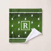 Patriotic Pattern with Monogram on Green Gradient  Bad Handdoek (Wasdoekje)