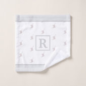 Patriotic Pattern with Monogram on WHITE and GREY (Gant de toilette)