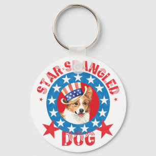 Patriotic Pembroke Welsh Corgi Sleutelhanger