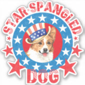 Patriotic Pembroke Welsh Corgi Vinyl Sticker (Voorkant)