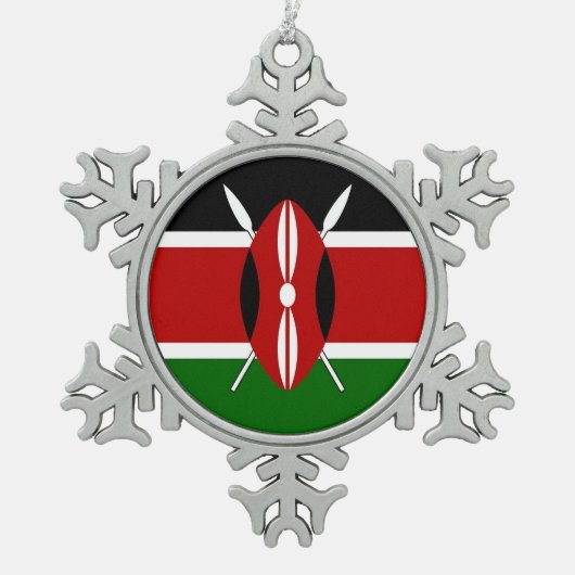 Patriotic Pewter Snowflake Ornament Kenia (Voorkant)