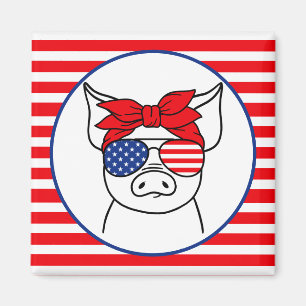 Patriotic Pig Magnet Magneet