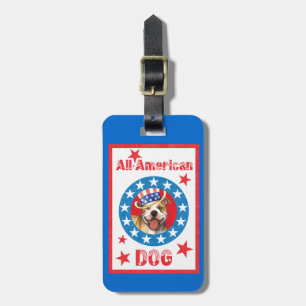 Patriotic Pit Bull Terrier Bagagelabel