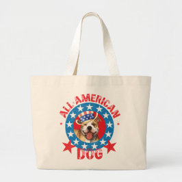 Patriotic Pit Bull Terrier Grote Tote Bag