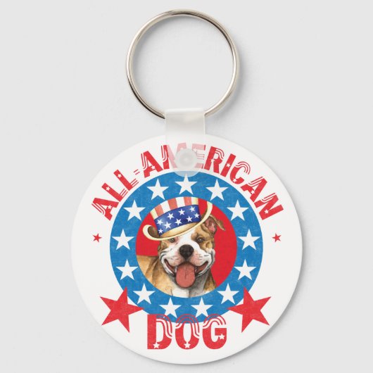Patriotic Pit Bull Terrier Sleutelhanger (Voorkant)