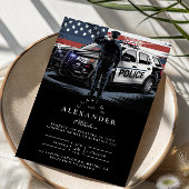 Patriotic Police Officer Graduation Kaart