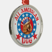 Patriotic Poodle Metalen Ornament (Rechts)