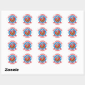 Patriotic Poodle Ronde Sticker (Vel)