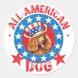 Patriotic Poodle Ronde Sticker