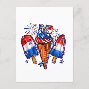 Patriotic Popsicles Ice Cream vanaf 4 juli verkrij Feestdagenkaart