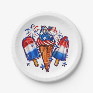 Patriotic Popsicles Ice Cream vanaf 4 juli verkrij Papieren Bordje