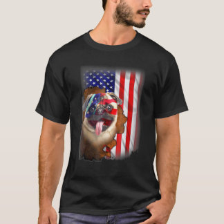 Patriotic Pug American Flag Dog T-shirt