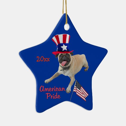 Patriotic Pug Keepomwille Ornament (Rechts)