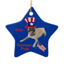 Patriotic Pug Keepomwille Ornament