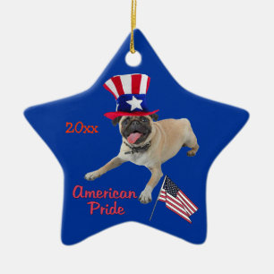 Patriotic Pug Keepomwille Ornament