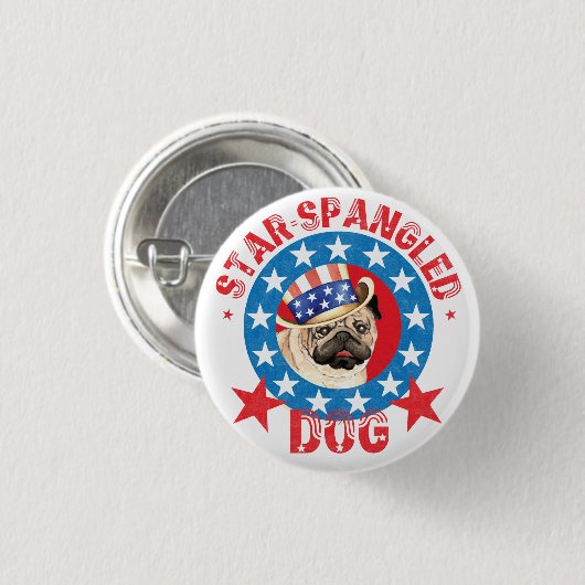 Patriotic Pug Ronde Button 3,2 Cm (Voorkant /achterkant)