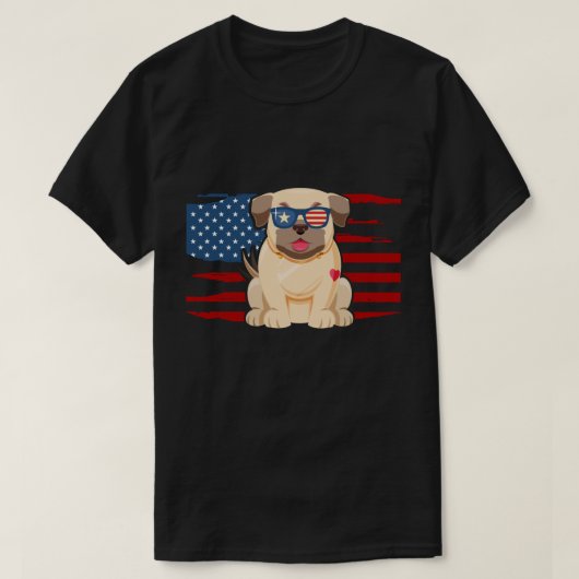 Patriotic Pug T-shirt (Design voorkant)