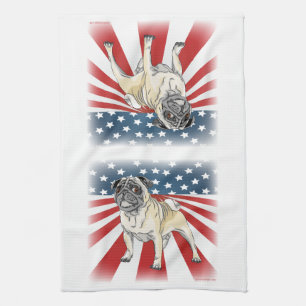 Patriotic Pug Theedoek