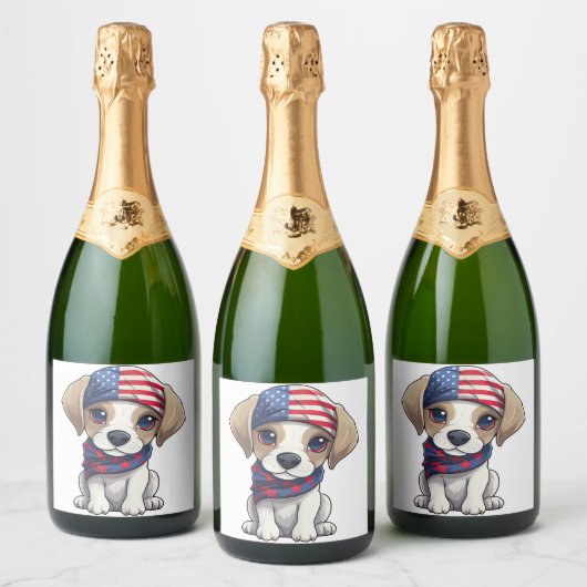 Patriotic Puppy - Style 14 Sparkling Wijnetiket (Flessen)