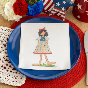 Patriotic Rag Doll Girl Americana Folk Servet