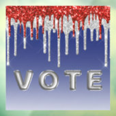 Patriotic Red White Glitter Drip Blue Vote Raamsticker (Vel 3)