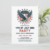 Patriotic Retro American Eagle BBQ Invitation Kaart (Staand voorkant)