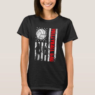Patriotic Retro Usa American Flag Volleyball Pap 4 T-shirt