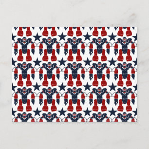 Patriotic Robot Soldier Red White Blue Stars Veren Briefkaart