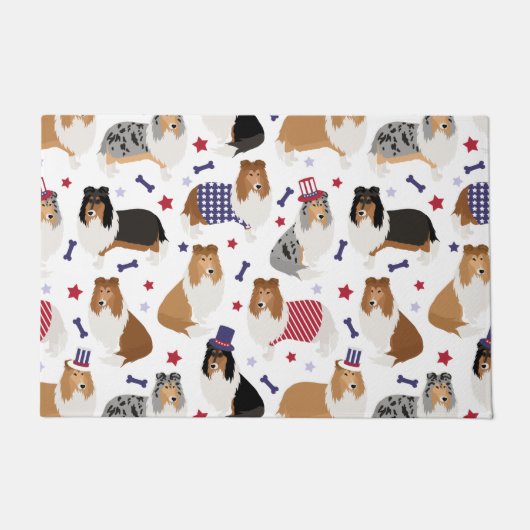 Patriotic Rough Collie Pattern Doormat Deurmat (Voorkant)