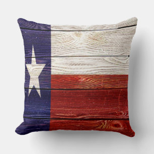 Patriotic Rustic Wood Texas Flag Kussen