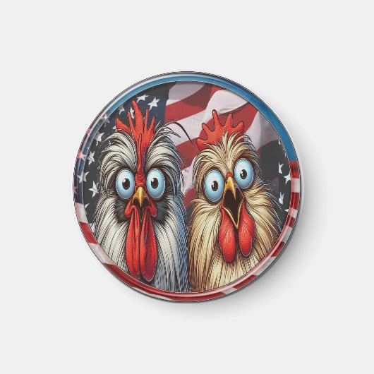 "Patriotic Silkie Chickens" Funny Magnet Magneet (Voorkant)