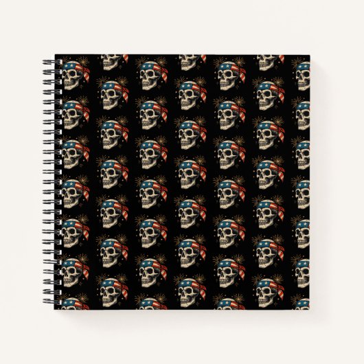 Patriotic Skull & Fireworks Notitieboek (Voorkant)