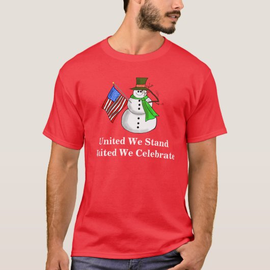 Patriotic Snowman Kerst T-shirt (Voorkant)