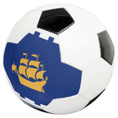 Patriotic Soccer Ball with Flag of Quebec City (3/4)
