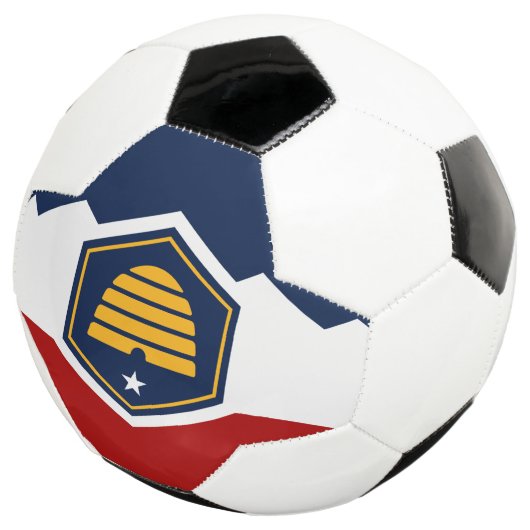 Patriotic Soccer Ball with Flag of Utah State, USA (3/4)