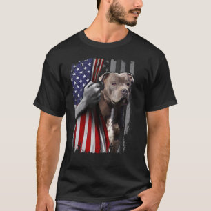 Patriotic Staffordshire Bull Terrier American Flag T-shirt