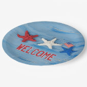 Patriotic Starfish Napkins Papieren Bordje (Gekanteld)