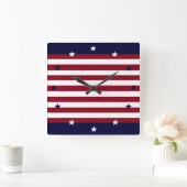 PATRIOTIC STARS AND STRIPES CLOCK VIERKANTE KLOK (Huis)