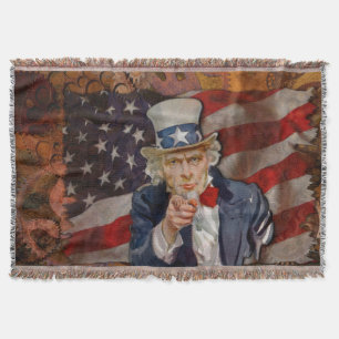 Patriotic Steampunk Sam & US Flag Deken