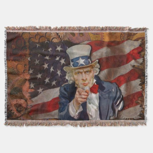 Patriotic Steampunk Sam & US Flag Deken (Voorkant)