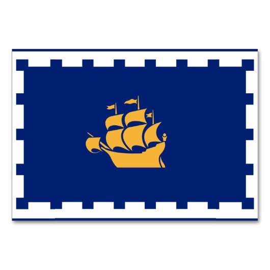Patriotic table card with Flag of Quebec City Kaart (Achterkant)