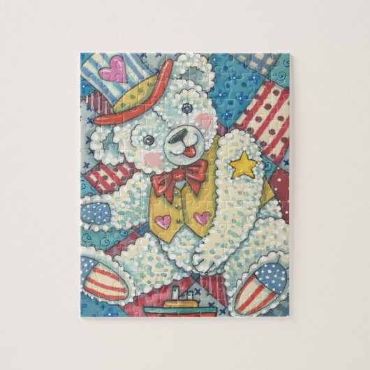 PATRIOTIC TEDDY BEAR & PATCHWORK QUILT PUZZLE (Vertical)