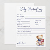 Patriotic Teddy Bear Red Blue Baby Predictions Kaart (Voorkant / Achterkant)