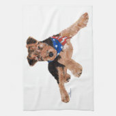 Patriotic Terrier Puppy Theedoek (Verticaal)