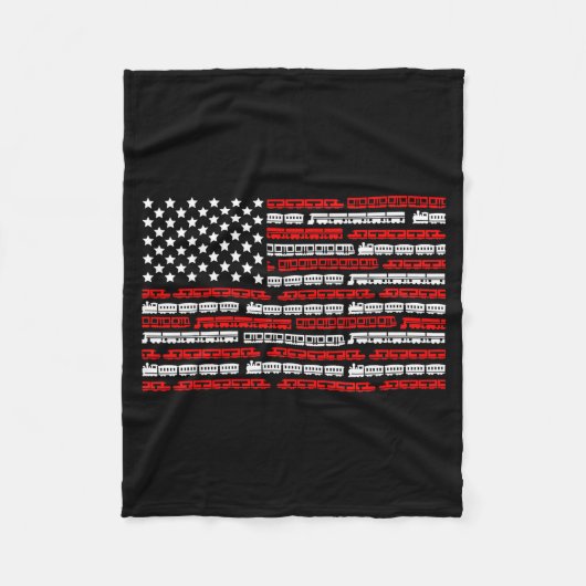 Patriotic Trains Flag For Train Enthusiasts And Ho Fleece Deken (Voorkant)