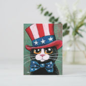 Patriotic Tuxedo Cat | 4 juli Briefkaart (Staand voorkant)