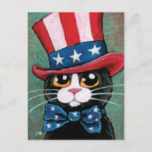 Patriotic Tuxedo Cat   4 juli Briefkaart