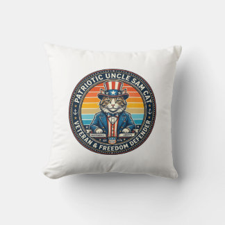 Patriotic Uncle Sam Cat Retro Sunset T-Shirt (2)_1 Kussen