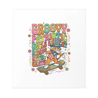Patriotic Uncle Sam Cat Retro Typography T-Shirt ( Notitieblok
